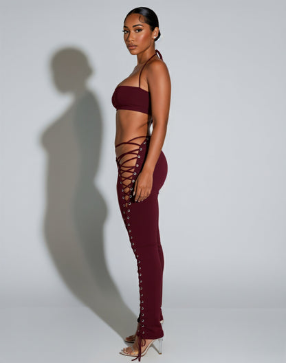 SORELA Crop Top & Lace-up Pants Set