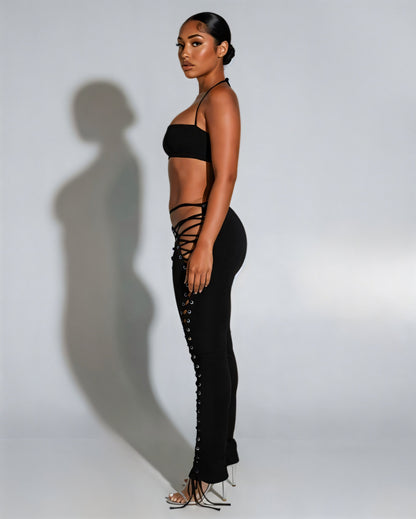 SORELA Crop Top & Lace-up Pants Set