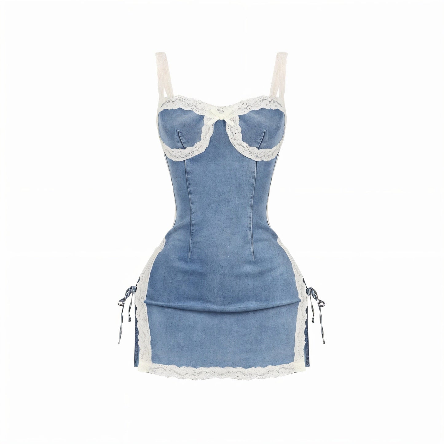 ROSALINA Lace Trim Mini Dress